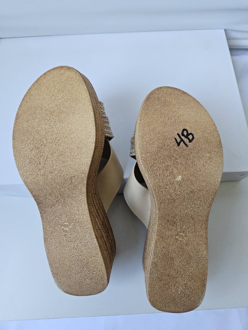 Toscanella Italy Neutral Metallic Wedge Platform Sandals - Size 7 - Picture 5 of 16